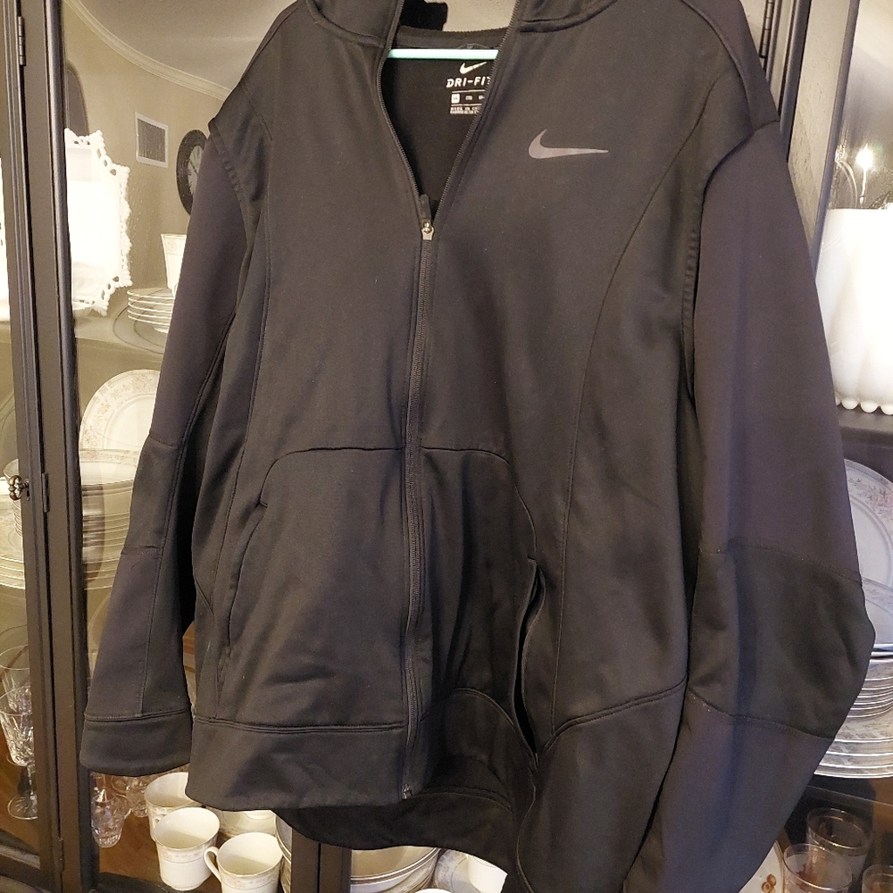 Nike Black Dri-Fit Full Zip Athletic Jacket Men's Size XXL With Hoodie